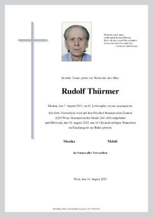 Traueranzeige von Rudolf Thürmer