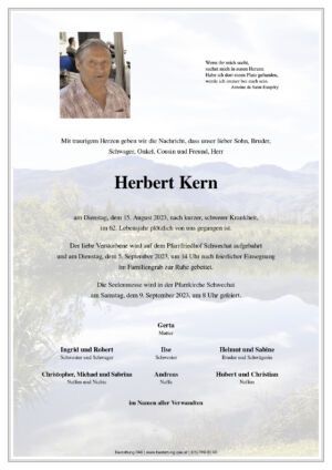 Traueranzeige von Herbert Kern