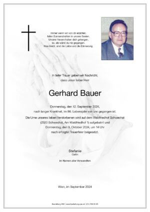 Traueranzeige von Gerhard Bauer