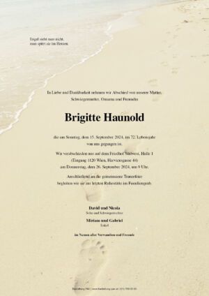 Traueranzeige von Brigitte Haunold
