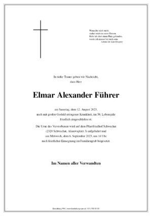Traueranzeige von Elmar Führer