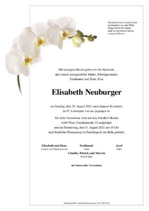 Traueranzeige von Elisabeth Neuburger