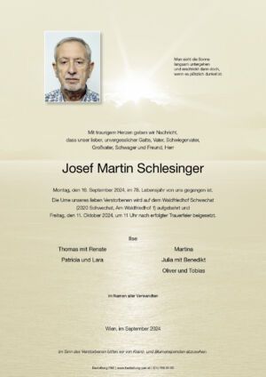 Traueranzeige von Josef Schlesinger