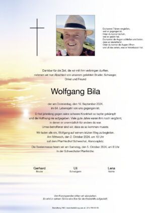 Traueranzeige von Wolfgang Bila