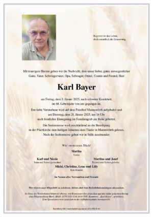 Traueranzeige von Karl Bayer