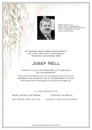 Traueranzeige von Josef Nell