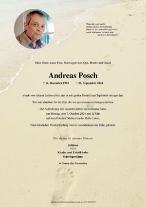 Traueranzeige von Andreas Posch