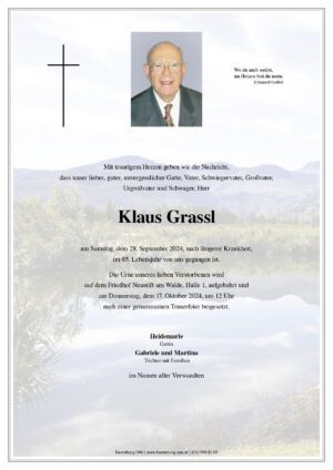 Traueranzeige von Klaus Grassl
