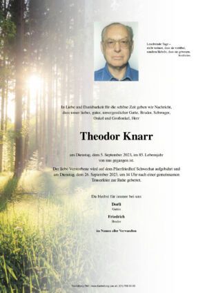 Traueranzeige von Theodor Knarr