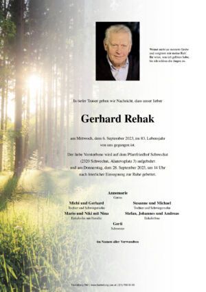 Traueranzeige von Gerhard Rehak