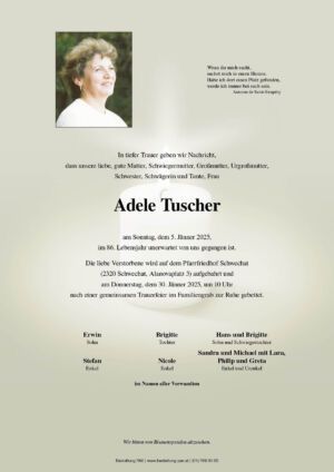 Traueranzeige von Adele Tuscher