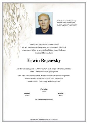 Traueranzeige von Erwin Rejcovsky