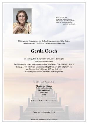 Traueranzeige von Gerda Oesch