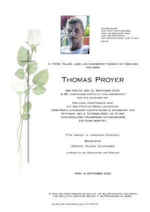 Traueranzeige von Thomas Proyer