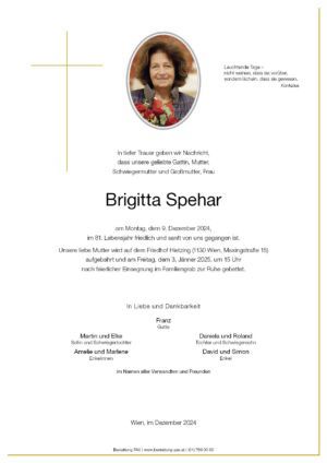 Traueranzeige von Brigitta Spehar