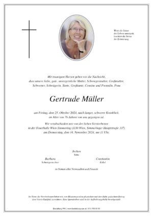 Traueranzeige von Gertrude Müller