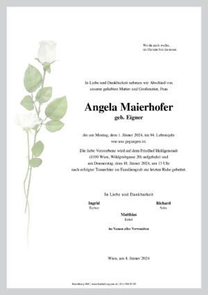Traueranzeige von Angela Maierhofer