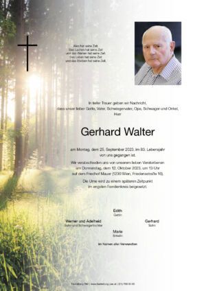 Traueranzeige von Gerhard Walter