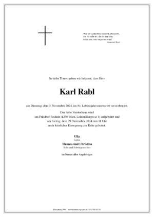 Traueranzeige von Karl Rabl