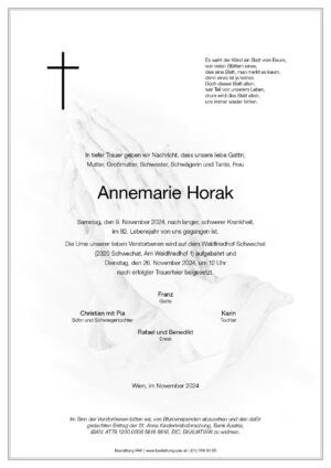 Traueranzeige von Annemarie Horak