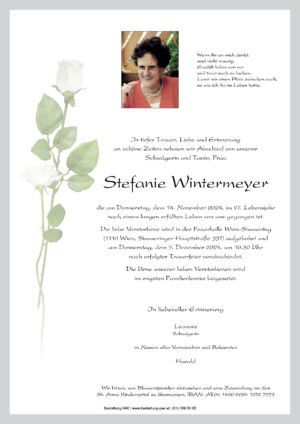 Traueranzeige von Stefane Wintermeyr