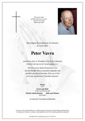Traueranzeige von Peter Vavra