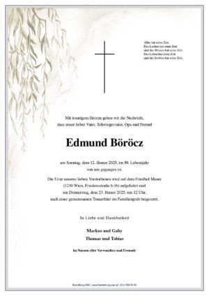 Traueranzeige von Edmund Böröcz