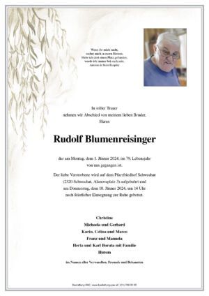 Traueranzeige von Rudolf Blumenreisinger