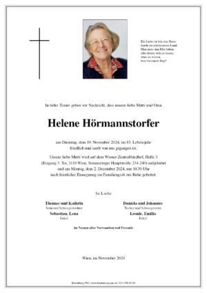 Traueranzeige von Helene Hörmannstorfer