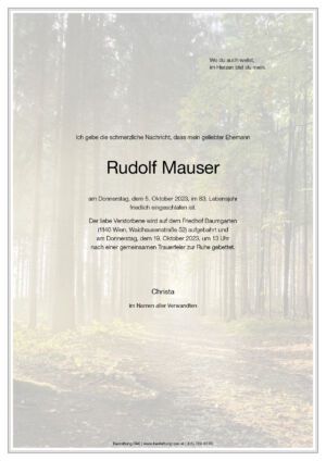 Traueranzeige von Rudolf Mauser