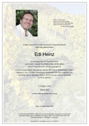 Traueranzeige von Edi Heinz