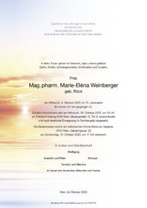Traueranzeige von Mag. pharm. Marie-Eléna Weinberger