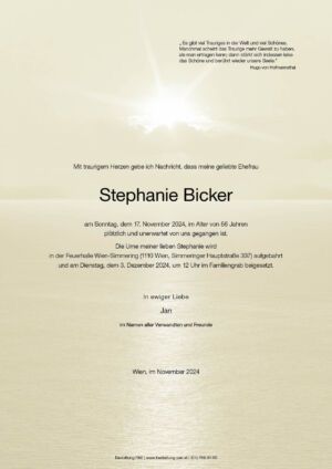 Traueranzeige von Stephanie Bicker