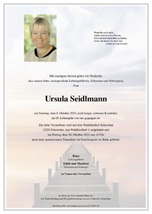 Traueranzeige von Ursula Seidlmann