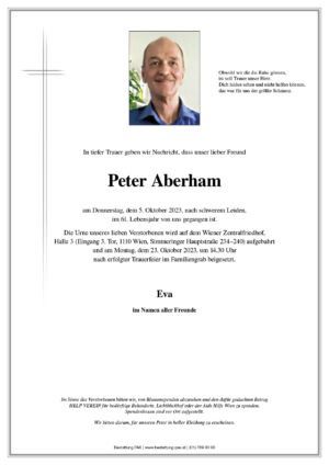Traueranzeige von Peter Aberham