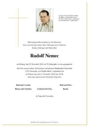 Traueranzeige von Rudolf Nemec