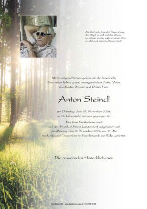 Traueranzeige von Anton Steindl