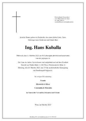 Traueranzeige von Hans Kuballa