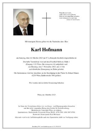 Traueranzeige von Karl Hofmann