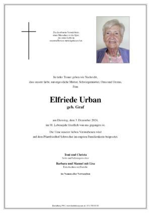 Traueranzeige von Elfriede Urban