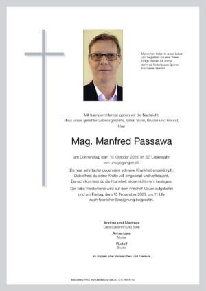 Traueranzeige von Manfred Passawa
