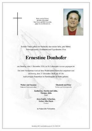 Traueranzeige von Ernestine Donhofer
