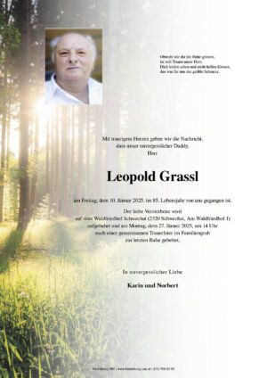 Traueranzeige von Leopold Grassl