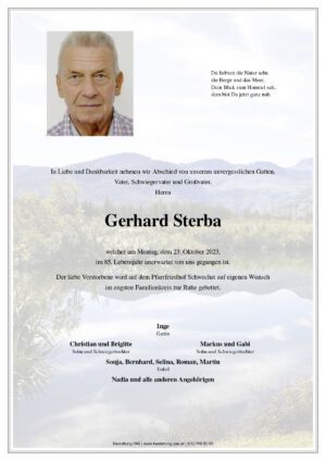Traueranzeige von Gerhard Sterba