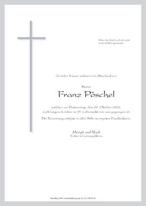 Traueranzeige von Franz Pöschel