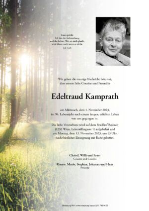Traueranzeige von Edeltraud Kamprath