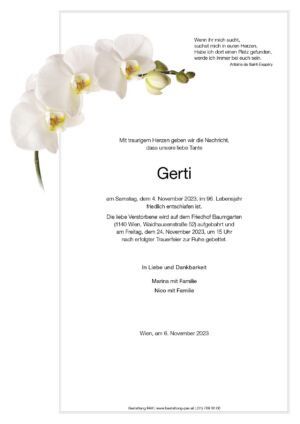 Traueranzeige von Gertrude Osterberger