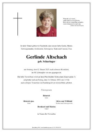 Traueranzeige von Gerlinde Altschach