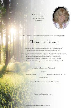 Traueranzeige von Christine König