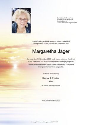Traueranzeige von Margaretha Jäger